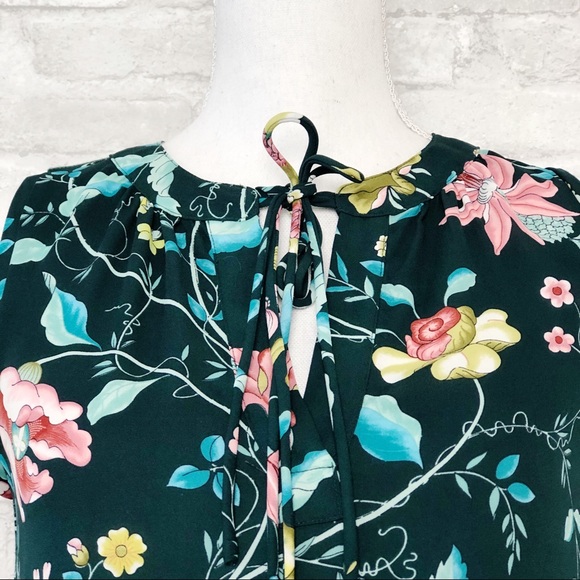 LOFT Green Floral Print Tank Top Size XXS - Picture 4 of 16